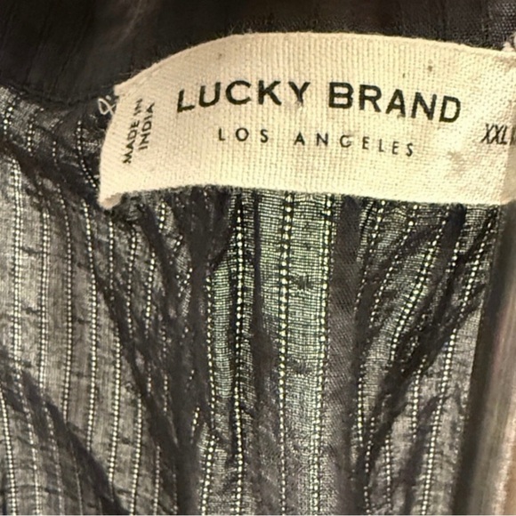 Lucky Brand Grayish/ Black Blouse with White Embroidery Flutter Sz XXL - Picture 2 of 13